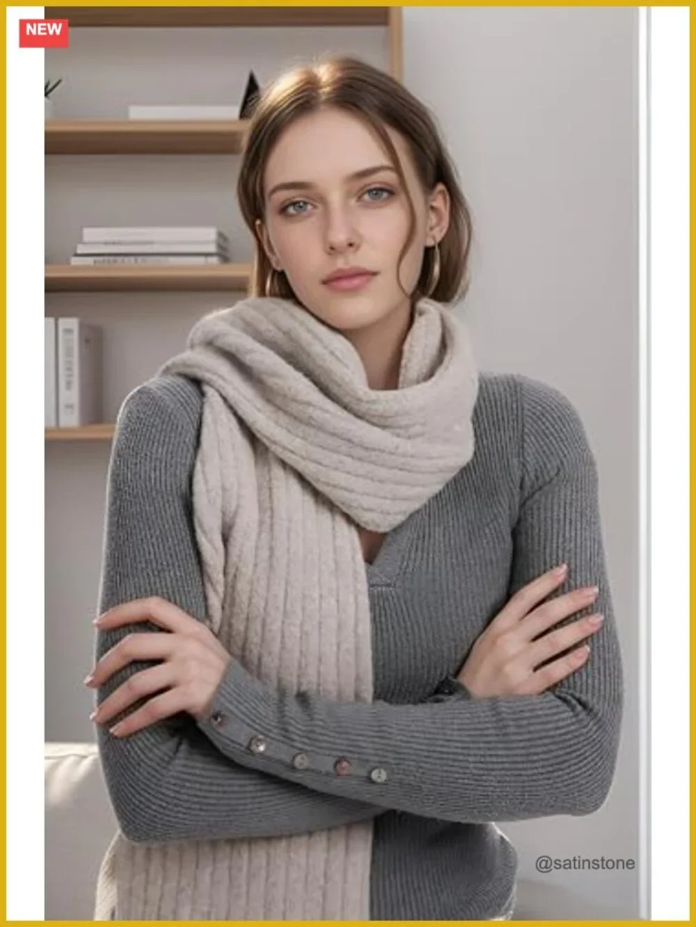 Chunky Knit Long Scarf Cashmere Feel Winter Wrap for Women & Men Unisex